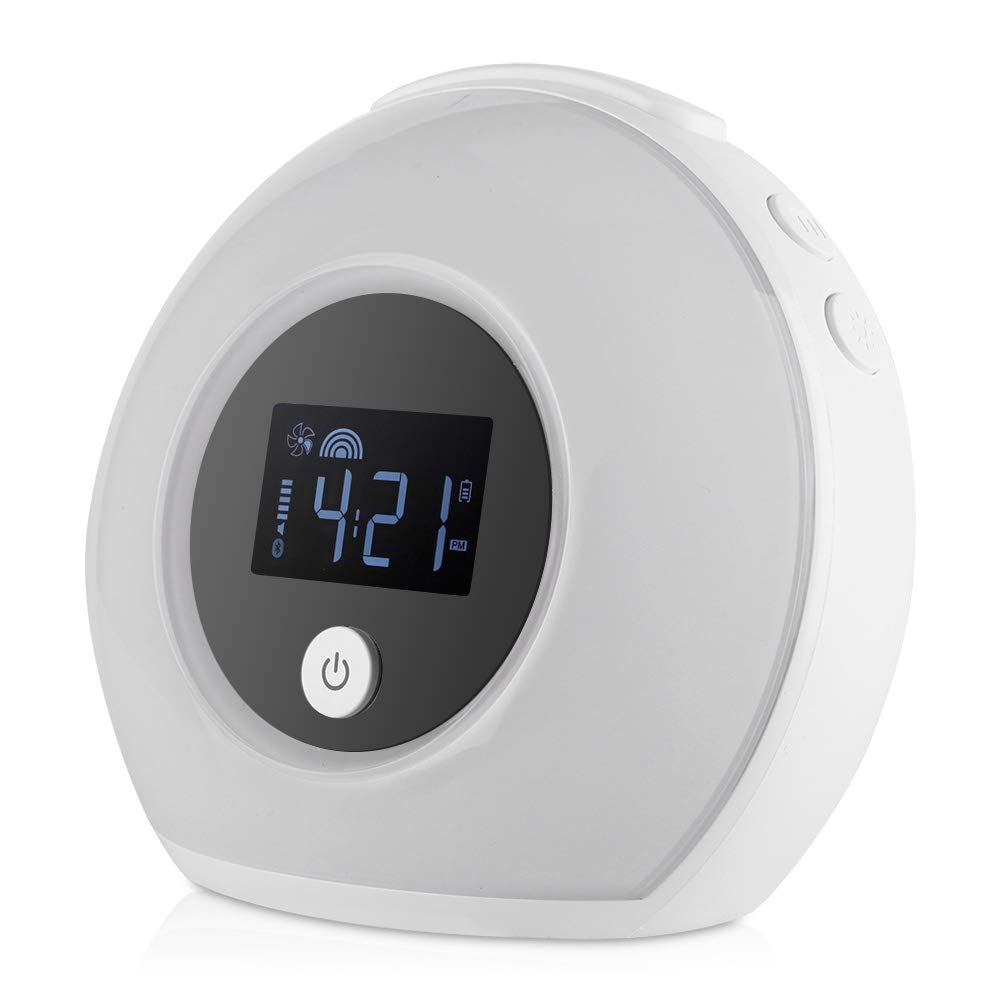 Lampada per Dormire con Musica, Sveglia con Luce Sveglia, Altoparlante, Lampada da Tavolo per Camera da Letto, 4 Livelli di luminosità, Musica Soft