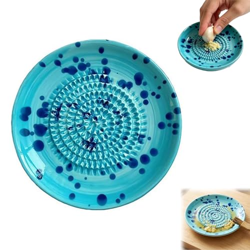 Ceramic Garlic Grater Plate Ceramic Grater Bowl Garlic Graters Peeler Plates Set Handmade Plate Grater Mincer for Garlic Ginger Onion Cheese Hand Dish for Garlic
