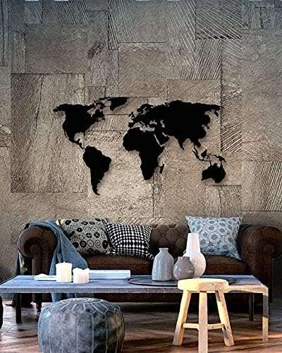 Vista 2 de LaModaHome Arte de pared Mapa del mundo, arte de metal colgante y decoración multiusos del hogar, 19.65 pulgadas de largo x 12.55 pulgadas de ancho