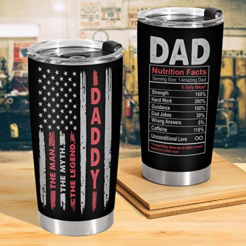 34Hd Dad Gifts- Daddy The Myth The Legend 20Oz Tumbler- Birthday Gifts For Dad- Nutrition Facts Mug- U.s Flag Stainless Steel Tumbler- American Dad Cup #TOP1