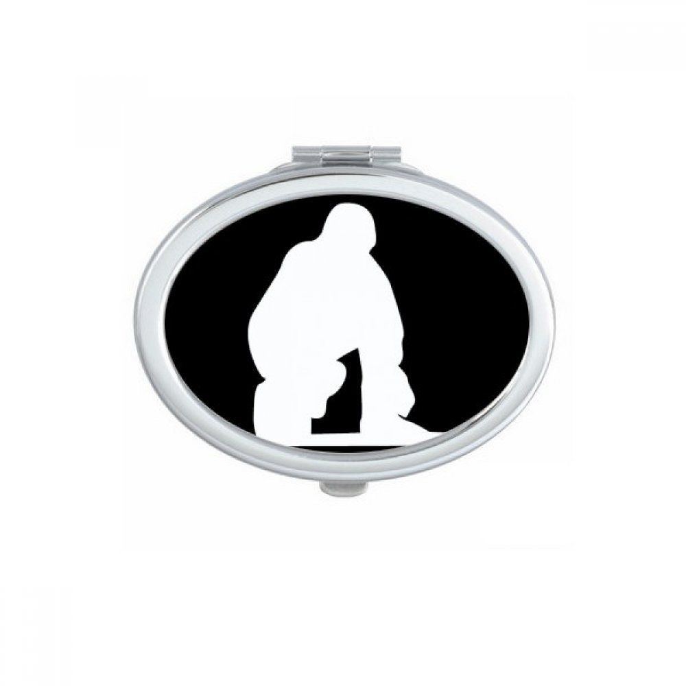 Miroir de poche ovale silhouette de skateboard noir pour retouches