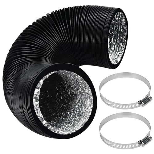 Dryer Vent Hose, 125mm Aluminum Air Ducting, 2.5m Exhaust Ducting for HVAC Ventilation Cooker Hood Extractor Fan Air Conditioner with 2 Stainless Steel Clamps