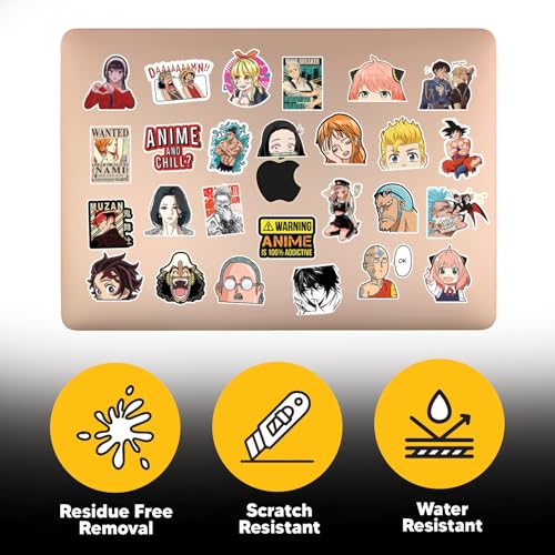 Image of 100+Pcs Random Anime Aesthetic Vinyl Self-Adhesive Stickers for Laptop, Journal, Bike Helmet, Diary, Guitar, Mobile Case - Waterproof Residue (Random Anime 100+)