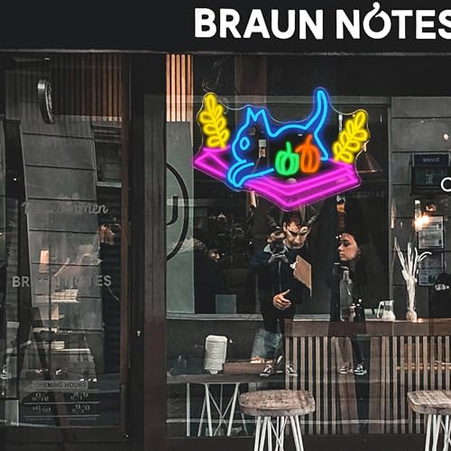Cat Book Neon Sign Cat Learning LED Light Up Sign Cartoon Animal Neon Light Dimmable Read Books Neon Light Sign for Bookstore Bedroom Store Wedding Classroom decor - Image 6