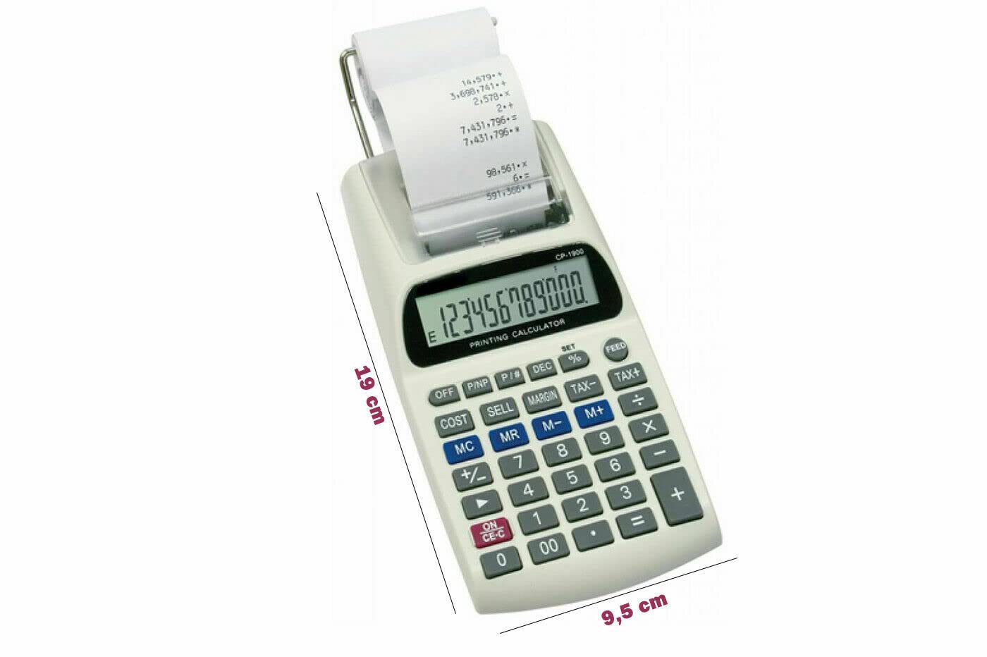 Calcolatrice scrivente,con Stampante per scontrini Non fiscale con Display LCD a 12 cifre per aziende, Negozi, attività Dimensioni: 19 x 9,5 cm