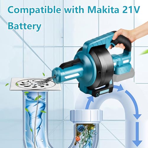 Cordless Drain Cleaner Compatible with Makita 21V Battery, 7m Pipe Cleaning Spiral Electric Pipe Cleaner with Towel and Gloves for Ø20-85 mm Pipes(Without Battery) 5 Cordless Drain Cleaner Compatible with Makita 21V Battery, 7m Pipe Cleaning Spiral Electric Pipe Cleaner with Towel and Gloves for Ø20-85 mm Pipes(Without Battery) - Image 5