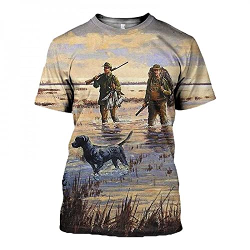 XRHYJK Hommes 3D imprimé T-Shirts Été Camouflage Chasse Canard Sauvage Animal Impression 3D T-Shirt Mode Décontracté Femmes Hommes À Manches Courtes Harajuku Hauts Et T-Shirts Cover