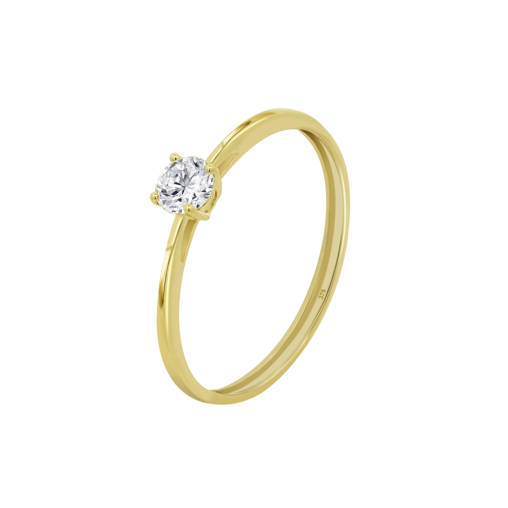 Time RoaD Anillo Mujer Oro 9K de 375 ml | Diseño Ergonómico y Ajuste Perfecto AF00053/18, Ideal para Compromiso, Pedida, Alianza, Promesa, Con Circonita, Anillos Mujer