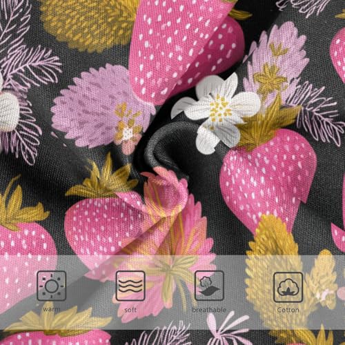 Wusikd Pink Strawberries Girls' Underwear Cotton White Flowers Girls Briefs Soft Toddler Underwear 2T3