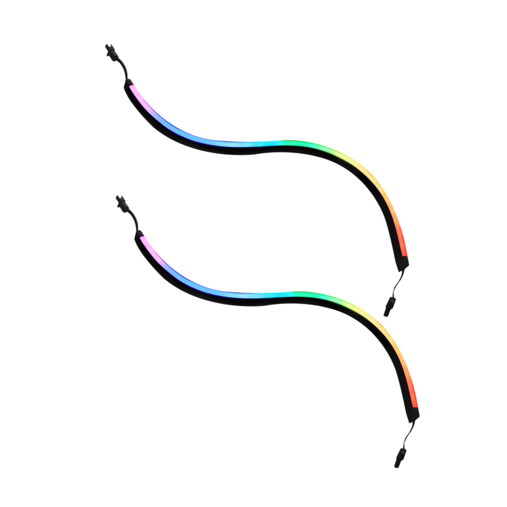 NUOBESTY Barre Lumineuse Argb pour Boîtier Pc, 2 Pièces, 400mm, 28 Led, Abs Noir, Fixation Adhésive, Connexion en Série