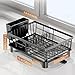 BULIJUJU Small Dish Drying Rack, Space Saving Dish Racks for Kitchen Counter, Kitchen Organizer Dish Drainer with Cutlery Holder for Spoons and Forks, 11''W x 15''L, Black