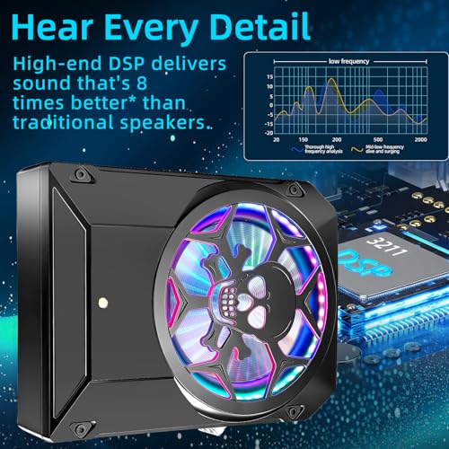 Image of 1600W Car Subwoofer, 10 inch Ultra-Thin Powered Under-Seat Sub with Built-in Amplifier, LPF /Gain /Bass Boost, Touch Control, Physical Switch Rhythm LED Ambient Light, Independent Bass Knob