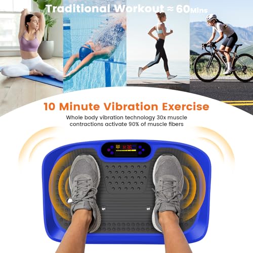 Image of ALSO GO Vibration Plate Exercise Machine, 200 Speeds & 10 Models, 500LB Capacity, LED Display, Bluetooth Audio, Large Shake Plate with Loop Bands for Full Body Fitness, Lymphatic Drainage, Pain Relief