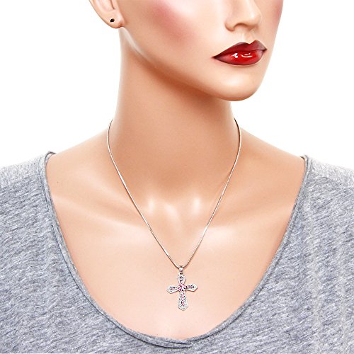 Falari Cross Earring or Pendant Necklace Rhinestone Crystal Rhodium High Polished2