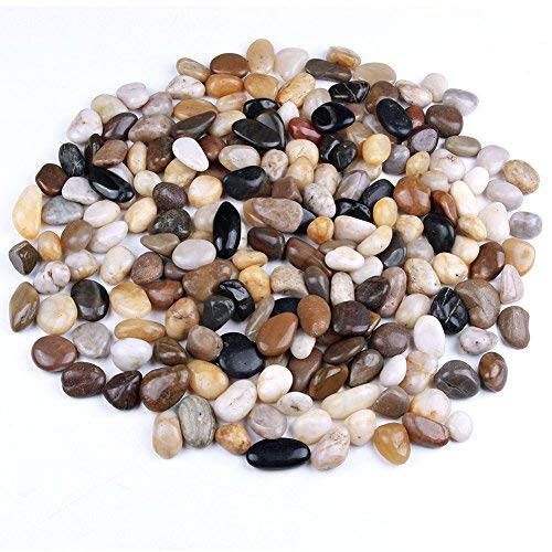 Skullis 5 Pounds River Rocks, Pebbles, Garden Outdoor Decorative Stones, Natural Polished Mixed Color Stones #TOP24