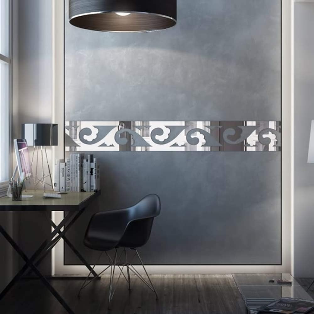 Mirror Stickers Sticker Bathroom Decor 3D Long Full Body Wall Mirrored Adhesive Paper Room Large For Bedrooms Wallpaper Self Home Frieze Panel Listello Border Royal Palace Vintage Antique Retro