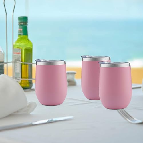 Miniatura 6 de Meway - Vaso de vino con tapa de 12 onzas, sin tallo, doble pared, al vacío, de acero inoxidable, para viajes, mantiene el frío y el calor, para