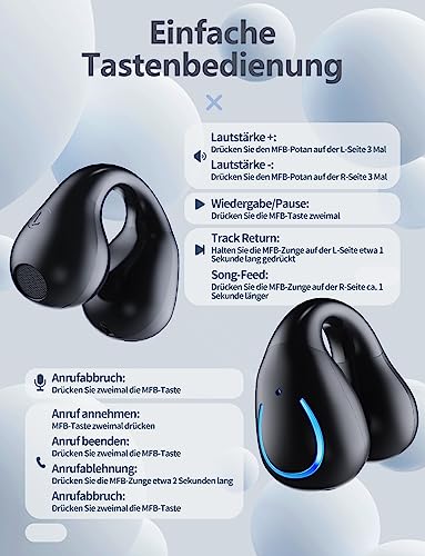 Bluetooth 5.3 Kopfhörer Sport On Ear Kabellose Sportkopfhörer Noise Cancelling mit HD Mikrofon, 36H Deep Bass Wireless Earbuds Ohrhörer IP7 Wasserdicht Headset – Bild 4