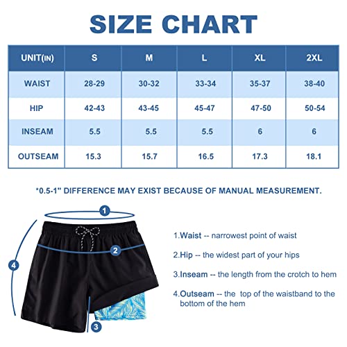 Cozople 2 In 1 Mens Swim Trunks Quick Dry Stretch Swimming Beach Shorts With Compression Lining 5.5" Inseam Swimwear Black #TOP5