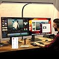 MACASA LED Desk Lamp for Office Dorm Home - Eye Caring Desk Light with Timer, Remote Control 24W Brightest Dual Screen Computer Monitor Gooseneck Dimmable Table lamp with Anti-Glare Cover Clamp