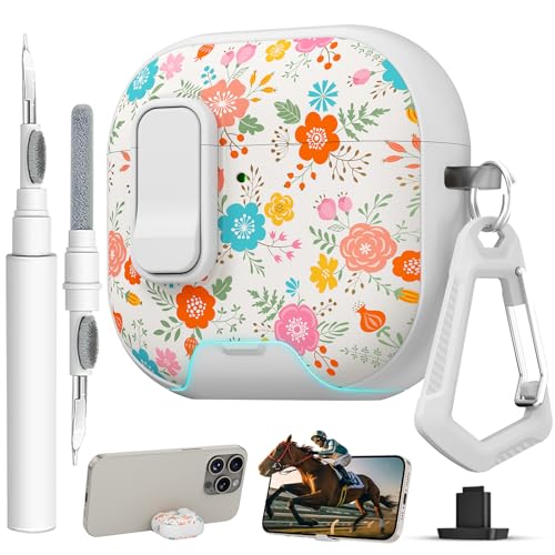 Image of for AirPods 4 Case with Safty Lock & Phone Stand,Cute Floral Pattern Style