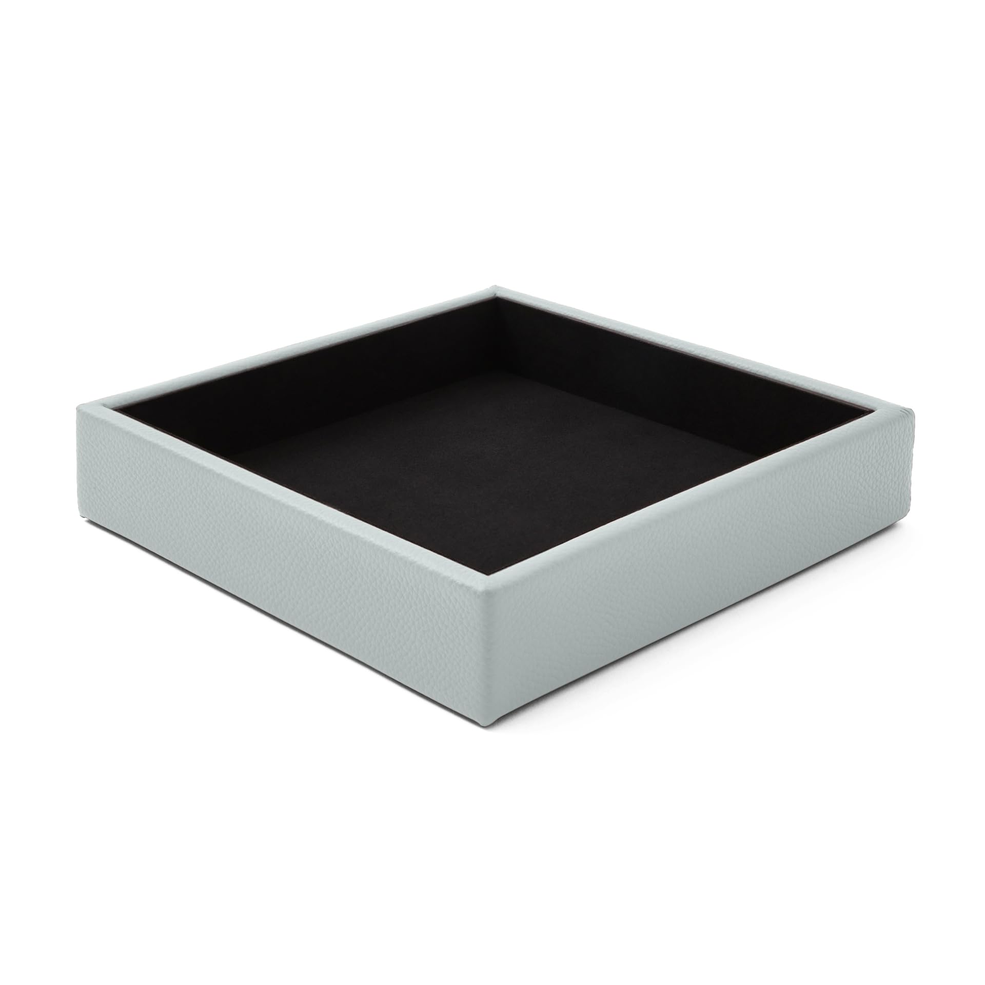 eglooh - Atena - Pusta kieszeń z prawdziwej skóry niebieski lodowiec - organizer na biurko nowoczesny design - taca do przechowywania kluczy, monety, biżuteria - cm 16,5 x 16,5 - Made in Italy