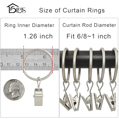 image for LLPJS 40 Pack Curtain Rings with Clips, Curtain Clip Rings Hooks, Bow 