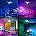 Flarouch 4 in 1 Socket Fan Light with Remote, 18.5 inch Small Ceiling Fans with Dimmable Led Light, Bluetooth Speaker, 3 Colors, 3 RGB Mode, 3 Fan Speeds, Screw in E26 Base for Bedroom Kitchen -White