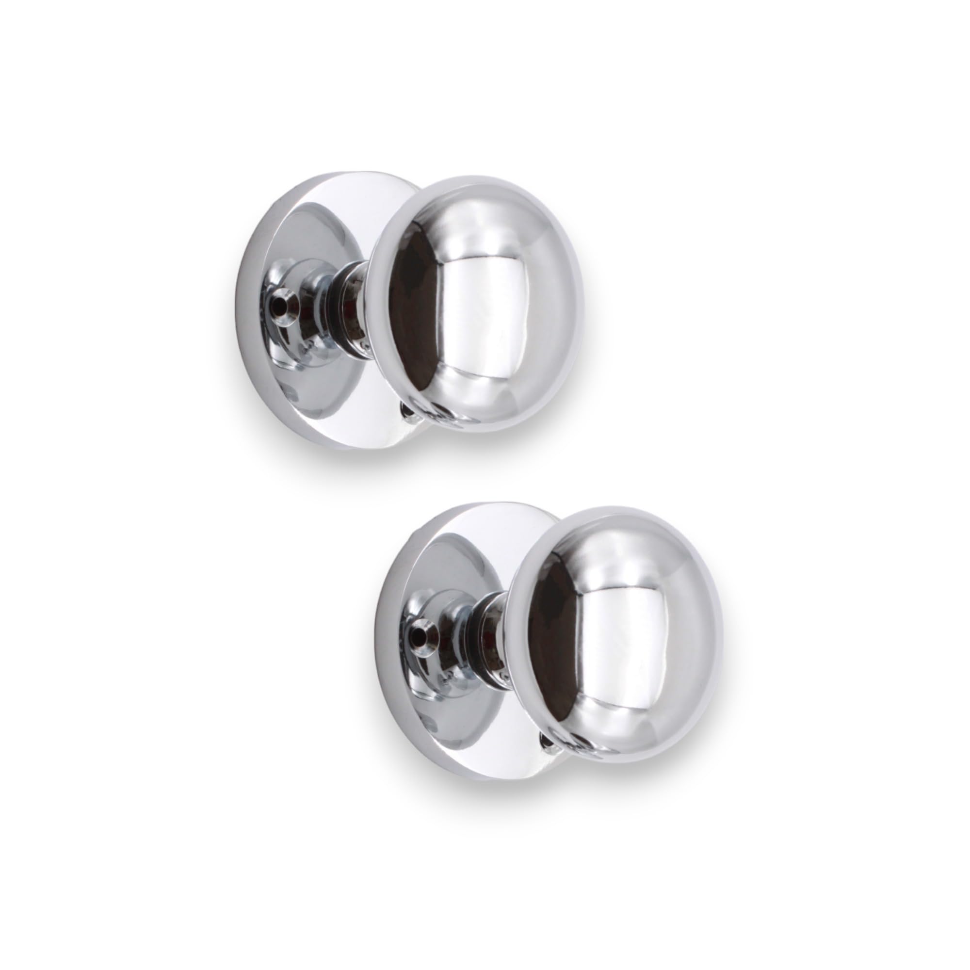 Infinity Decor Victorian Solid Brass Round Mortice Door Knobs Sprung Pull Handles Set 50mm - for Interior Doors (Polished Chrome)