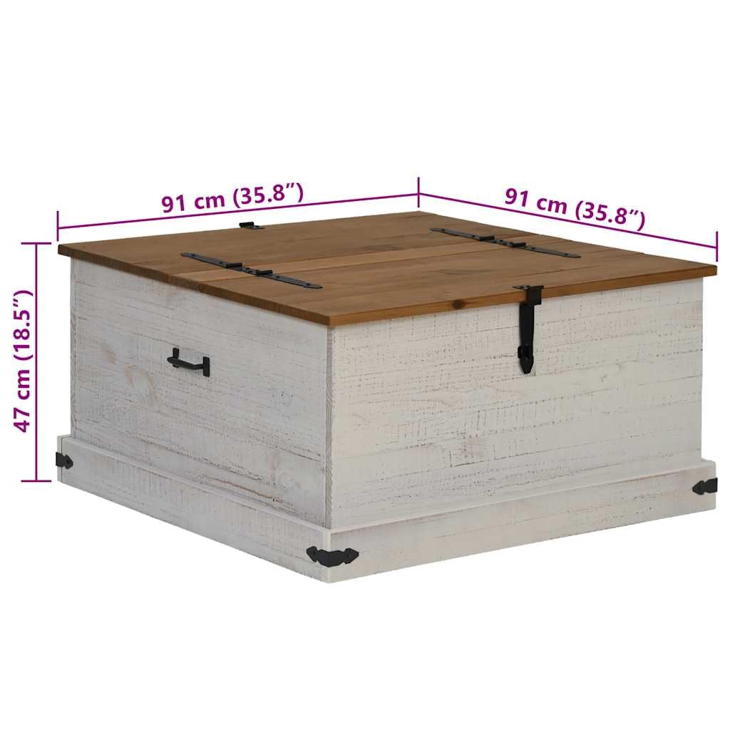 Baúl de almacenamiento Halden blanco 91 x 91 x 47 cm, madera maciza, caja de almacenamiento para entrada, salón, dormitorio, pasillo,