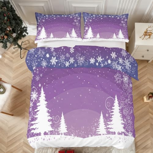 Housse de couette 220x240 Noël en microfibre avec ses 2 taies d'oreiller