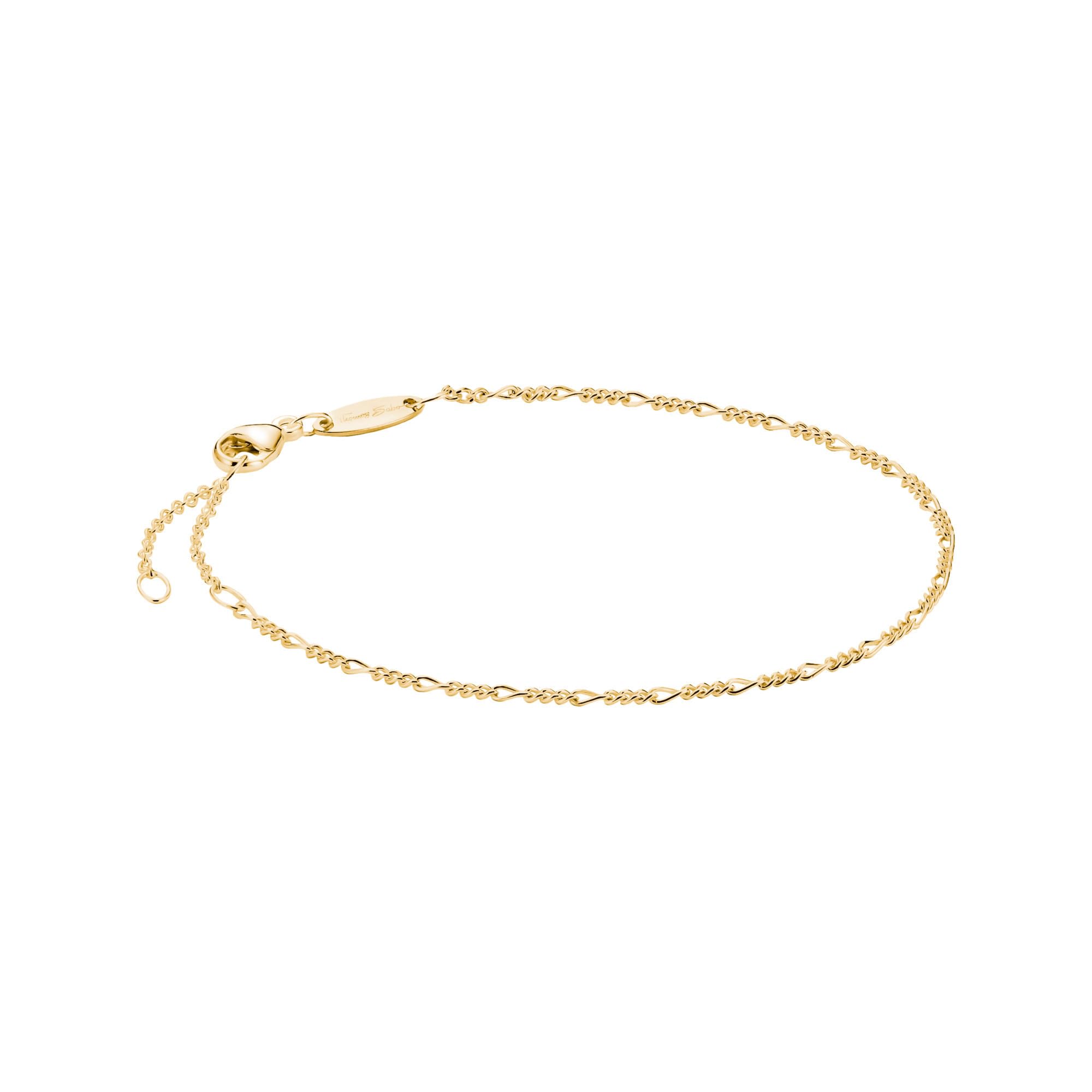 Thomas Sabo Charm bracelet Figaro design gold-plated Recycled 925 Silver, 18-carat Gold-plating