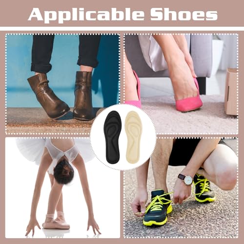 Image of 2 Pairs Memory Foam Insoles, Full-Foot Responsive Cushioning, Plantar Fasciitis Insoles for Women Man, Orthotic Shoe Inserts Arch Support Inserts for Foot Health (Black Beige, W 7.5-8.5 /M 5.5-6.5)