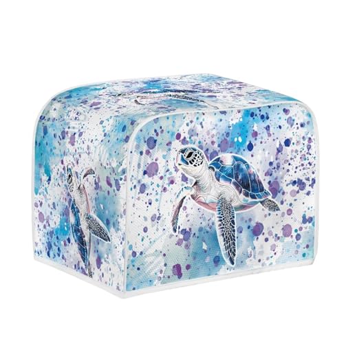 Image of Talayituse Turtle Paint Splatter Print Toaster Cover 2 Slice Wide Slot, Lightweight Bread Maker Cover Dust Protection Washable Appliance Bag, S