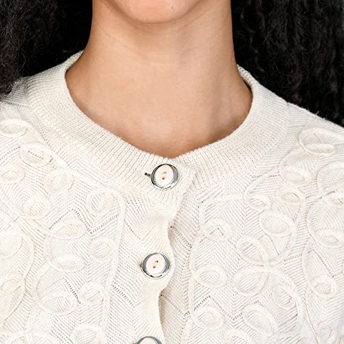 Image of LADYWILLINGTON Women Woollen Round Neck Sweater Heavy Front Long Kadai Cardigan Winter Wear Pure Wool Cardigan for Women Free Size Cotty Warm Cardigans with Side Pockets