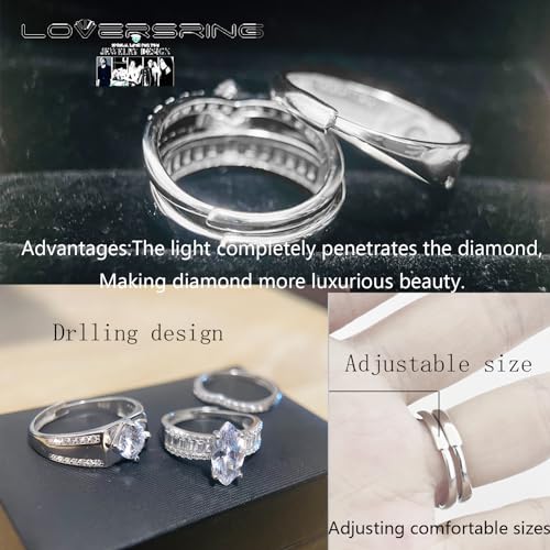 TWO RINGS Wedding Ring Sets His And Hers Promise Ring Couples Bridal Sets Women S925 Sterling Silve Moissanite Man Wedding Bands3