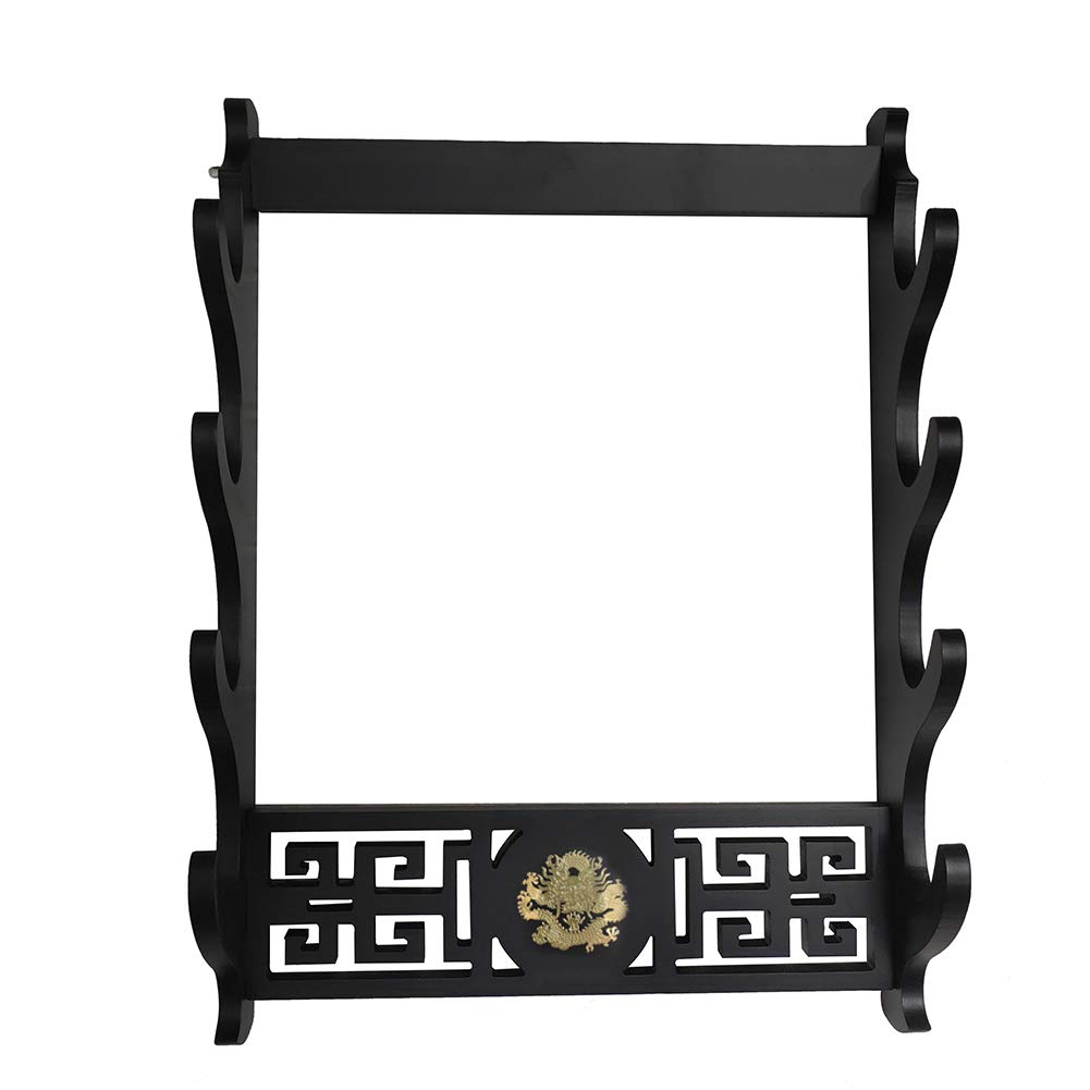 BAIWANLIN sword Holder stand Rack wall mounted display samurai Katana Wakizashi Knife scabbard Dragon pattern black1-4 Tiers,4Tier