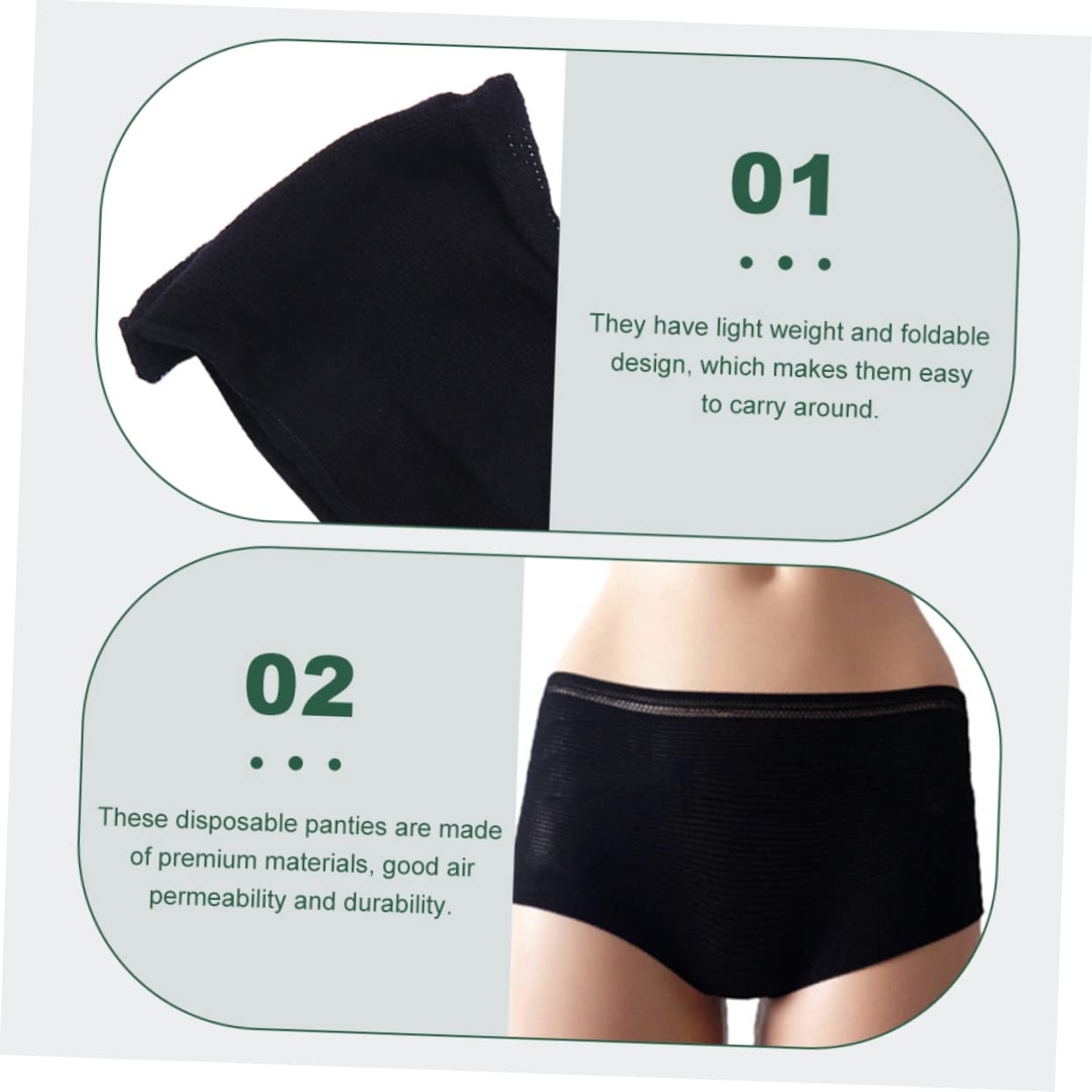 Einwegunterwäsche 20 Stück aus Baumwolle Schwarze Damenhose | Atmungsaktive Netzunterwäsche, Pflegebedarf für Sauna und Spa, Geschmeidig und Tragbar