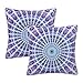 KTQUZCLF Różowa niebieska mandala poszewka na poduszkę, 45 cm x 45 cm, 2 poszewki na poduszki, kwadratowe poszewki na poduszki do salonu, na sofę, do sypialni