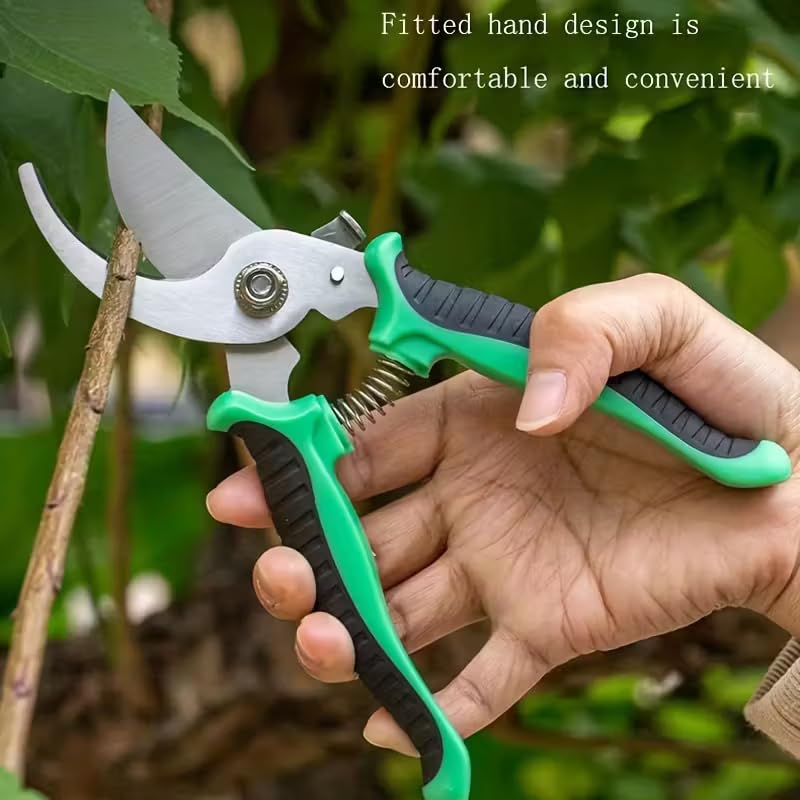Image of Heavy Duty Garden Pruner & Plant Cutter Scissor with Safety Lock - Carbon Steel Bypass Pruning Shears for Home Gardening, Flowers, and Branch Trimming (Multicolor, Manual)