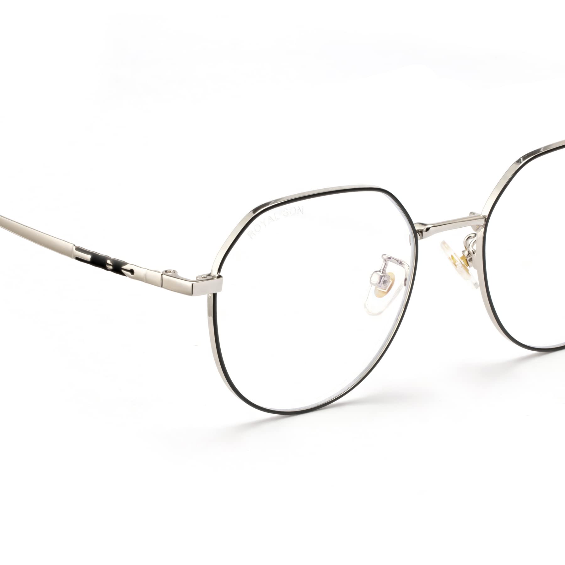 ROYAL SON Occhiali da computer rotondi antiriflesso per protezione degli occhi, unisex, trasparenti, Lente C2 Blue Block | Montatura Nera, M