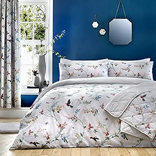 Duvet Cover Set with Pillowcases 3 Piece, Printed 200 Thread Count 100% Cotton White Duvet Cover / Charcoal / Grey / Black Bedding Set Double King Super King Bed Size (Double)
