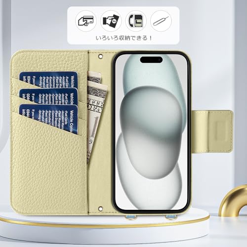 Kahper For iPhone 15 ケース 手帳型 ショルダー バイカラー スマホケース iphone 15 おしゃれ かわいい 女性 レトロ いPhone 15 ケース カード収納 シンプル 上品 iPhone 15 カバー マグネット式 スタンド機能 肌感レザー 携帯ケース iPhone 15 ストラップ 人気 エレガント レディース 手作(ブルー メ アプリコット)