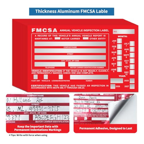 Image of Annual Vehicle Inspection Report Forms 30 Pack with Red FMCSA Labels Aluminum, 3-Ply Carbonless Form Driver Vehicle Inspection Report Book Vehicle Dot Inspection Form and Label Stickers