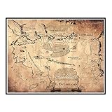 HJZBJZ Beleriand Map Poster Vintage Weltkarte Wallpaper Esszimmer Wandaufkleber Home Decoration -20X28 Zoll No Frame 1 Pcs