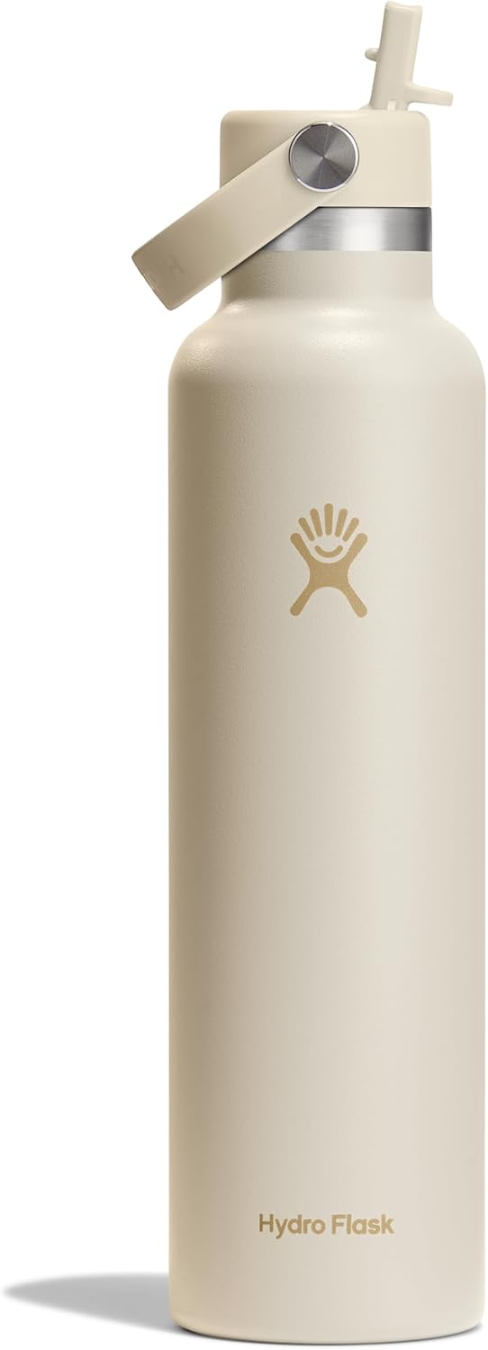 Hydro Flask Water Bottle – Insulated Stainless Steel – Straw Lid, Non Spill, Leakproof in 24 Oz Coconut Cream