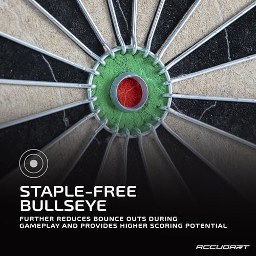Accudart Classic 18 Bristle Dartboard - Self-Healing, Staple-Free Bullseye for Steel Tip Darts