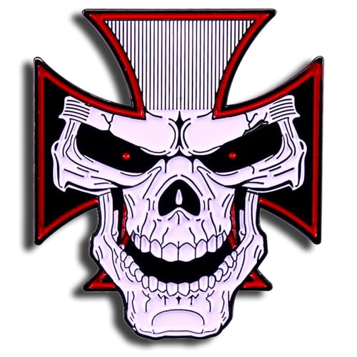 Image of Skull Pin, Funny Lapel Pin for Men, Halloween Brooch for Women Fashion, Cool Cross Skeleton Enamel Pins, Goth Brooches, Hat Pins, Punk Backpack Pin for Bags Backpacks Sambas Socks Shoes Cosplay Hats Gifts for Christmas Birthday Fathers Day