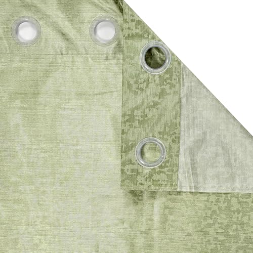 Image of Crosshatch Pastel Green Polyester Window Curtains 6 Feet | Darkening Drapes with Eyelets | Set of 2 Panels for Living Room, Bedroom & Office