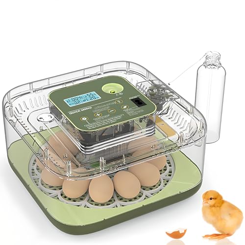 Incubadora Automática de Huevos, Control de Temperatura y Humedad, Girador Automático, Clarificador Incorporado, Vista de 360° – Ideal para Huevos de Pollo, Pato y Codorniz